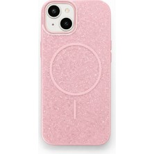 Vissona iPhone 15 Uyumlu Telefon Kılıfı Magsafe Wireless Şarj Özellikli Simli Lüks Silikon Kılıf
