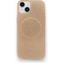 Vissona iPhone 14 Uyumlu Telefon Kılıfı Magsafe Wireless Şarj Özellikli Simli Lüks Silikon Kılıf