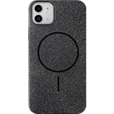 Vissona iPhone 12 Uyumlu Telefon Kılıfı Magsafe Wireless Şarj Özellikli Simli Lüks Silikon Kılıf