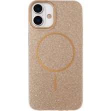 Vissona iPhone 16 Uyumlu Telefon Kılıfı Magsafe Wireless Şarj Özellikli Simli Lüks Silikon Kılıf