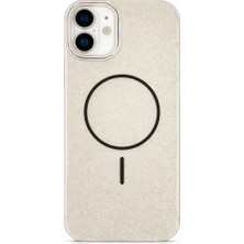 Vissona iPhone 16 Plus Uyumlu Telefon Kılıfı Magsafe Wireless Şarj Özellikli Simli Lüks Silikon Kılıf