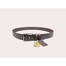 İstanbul Belt Hakiki Deri Erkek Kemer – Örgü Desenli – 3.5 cm – Tek Kat Kalın Deri