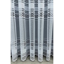 Cortibo Viyana Örme Desenli 1'e 2,5 Orta Pileli Tül Perde Beyaz