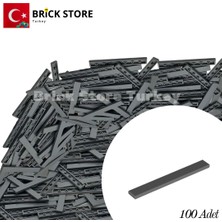LEGO Yedek Parçalar, 100 Adet 1x8 Tile Düz Fayans Parçası, Koyu Gri (Dark Bluish GRAY),4162