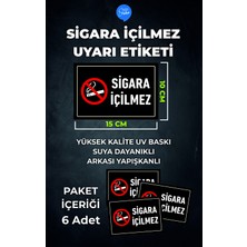 İsg Tabelam 15X10CM /6 Adet Etiket/sigara Içilmez Siyah Uyarı Etiketi