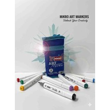 Mikro Art Marker Çift Taraflı Kalın&ince Uçlu Keçeli Marker Set 12 Renk Bez Çantalı