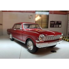 Sunman New Ray Koleksiyon 1 / 24 Ölçek 1964 Chevy Nova Ss Kırmızı Model Metal Araba