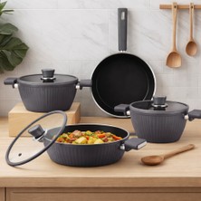 Arow Giallo Granit Tencere Seti Gri