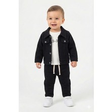 Mini Baray 3'lü Günlük Kombin Set (Ceket, Pantolon, Tişört) - 1074-LACIVERT