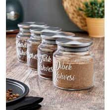 Moda Ozy 4lü 500ML Metal Kapaklı Kahve/çay/içecek Tozu Saklama  Kavanozu  (21 Adet Şeffaf Etiketli )