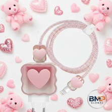 Pembe Kalpli Aşko Kuşkolu Şarj Aleti Koruma Kablosu