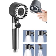 Privo Yüksek Basınçlı Masaj Taraklı 3 Kademeli Turbo Duş Başlığı Silikon Fırçalı Su Tasarruflu Filtreli