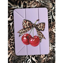 Nurdic Ipad Air 11" M2 M3 Çip Air 4. 5. 6. Nesil Kılıf Uyku Modlu Kalem Bölmeli Desenli Temalı Kiraz