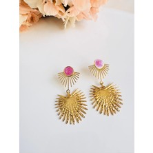 Devi Fashion Gold Yelpaze  Küpe 5 cm