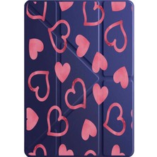 Nurdic Galaxy Tab A9 SM-X110 8.7" Kılıf Uyku Modlu Kalem Bölmeli Desenli Temalı Gölgeli Kalpler