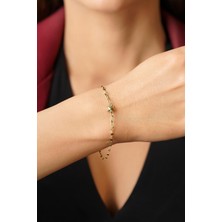 Fiyonk Kuyumculuk 14 Ayar Altın Şişko Yıldız Detaylı Aynalı Zincir Bileklik