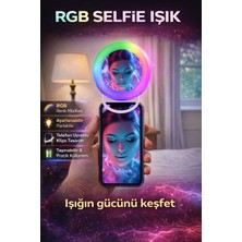 vooka Rgb Selfie Işığı Aynalı Telefon Klipsli Halka Işık LED Selfie Lambası Video Çekim Canlı Yayın Makyaj