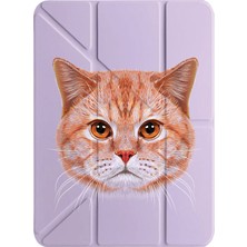 Nurdic Poco Pad 12.1" Kılıf Uyku Modlu Kalem Bölmeli Desenli Temalı Turuncu Kedi