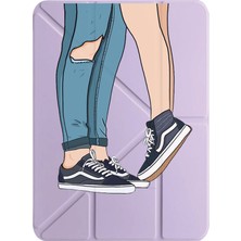 Nurdic Galaxy Tab S7+ Plus T970 Kılıf Uyku Modlu Kalem Bölmeli Desenli Temalı Sevgililer