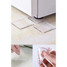 Privo Şeffaf Silikon Zemin Koruyucu Kaydırmaz Ped 4 Adet Mobilya Masa Beyaz Eşya Çamaşır Makinesi Altlığı