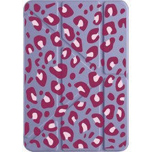 Nurdic Galaxy Tab A11+ Plus 11" Kılıf Uyku Modlu Kalem Bölmeli Desenli Temalı Pink Leopard