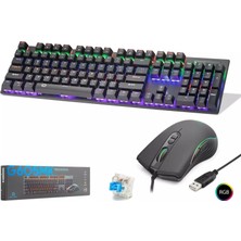 Hadron G605MK Mekanik Gaming Klavye Mouse Seti Blue Switch Rgb 7200 Dpı - Siyah - 1 Adet