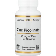 California Gold Nutrition Zinc Picolinate 50 Mg, 120 Veggie Caps Premium Mineral  Çinko Pikolinat Featuring A Bioavailable Form Of Zinc To Enhance Absorption*produced In A 3rd Party Audited Cgmp Registered (Certified) Facility
