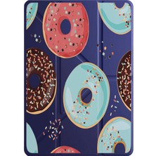 Nurdic iPad Pro 13 2025 M5 Uyumlu Kılıf Uyku Modlu Kalem Bölmeli Desenli Temalı Donut