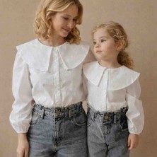 Butik Ayvitrin Anne Kız Gömlek (Kumaş Dokusunda Çizgiler Vardır)
