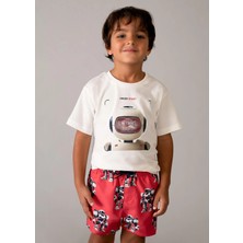 Mayoral Erkek Çocuk Fligran Baskılı Tshirt Krem