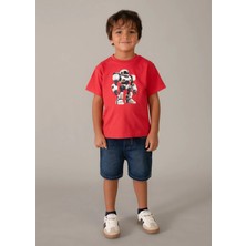 Mayoral Erkek Çocuk Robot Baskılı Tshirt Kırmızı
