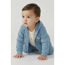 Minipomes Erkek Bebek Pike Kumaş Eşofman Takım Mavi