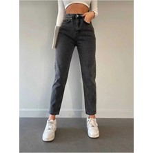 Bees Jeans Julia Kadın Füme Yüksek Bel Mom Jeans Kot Pantolon
