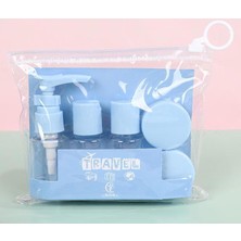 3b Trend 6 Parça Seyahat Seti, Sprey ve Pompalı Şişeler, Krem Kapları, Şeffaf Taşıma Çantalı (Mavi)