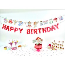 Fluparty Magic Forest Happy Birthday Banner – Kırmızı Puantiyeli Yazı Parti Süsü