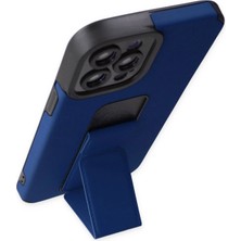 Newface iPhone 12 Pro Max Kılıf Mega Standlı Silikon - Mavi