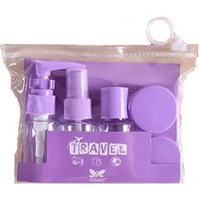 3b Trend 6 Parça Seyahat Seti, Sprey ve Pompalı Şişeler, Krem Kapları, Şeffaf Taşıma Çantalı (Mor)