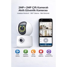 Qasul Çift Kameralı 360 Wifi Güvenlik Kamerası Ev Ofis Için Güçlü Güvenlik Uzaktan Izleme Hareket Sensörlü