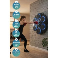 Xo Duvara Monte Müzikli Akıllı Boks Antrenman Makinesi RGB Işıklı Boks Hedefi + 2 Eldiven Hediyeli