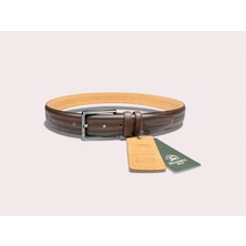 İstanbul Belt Hakiki Deri Erkek Kemer - 3.5 cm - Çift Şerit Kabartma Desenli Klasik Model