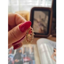 Xuping Jewelry Gold Taş Detaylı Zincir Halka Küpe