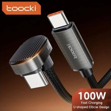 E-Kervan Toocki 120 Cm. 100W Type-C To Type-C Süper Hızlı Şarj ve Data Veri Kablosu L Dirsek Tasarımı E-Marker Akıllı Çip Ce Lisanslı Orijinal Hasır Örgülü Sağlam Kablo