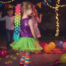 Handmade Çocuk Saçı  Renkli  Eglenceli  At  Kuyrukları Çocuklara Özel Rengarenk  Dogum Günü  Özel Gün Saçı Etkinlik