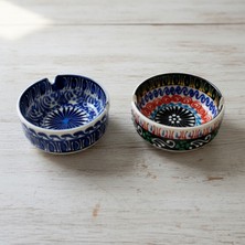 Sharp & Art El Işlemesi 2'li Çini Detay Işçilikli Küllük Seti (8 Cm)