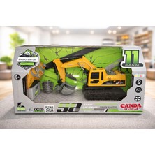 Canda Oyuncak 1:18 Yarı Metal Gövdeli Buharlı Işıklı Full Fonksiyon 2.4ghz Iş Makinesi Uzaktan Kumandalı Kepçe Excavator Oyuncak 40771