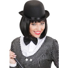 Twox Eğitici Çocuk Charlie Chaplin Stil Yetişkin Şapkası - Siyah Melon Parti Şapkası