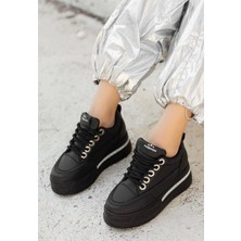 Ethab Ticaret Lulu Siyah Cilt Bağcıklı Spor Ayakkabı