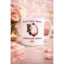 Gmt Ambalaj Kişiye Özel Sevimli Baykuş Vallahi Çok Tatlısın Porselen Kupa Bardak  (Çift Taraflı Baskı)
