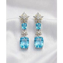Leifa Jewelry Celestia Blue Mavi Kuartz Taşlı 925 Ayar Gümüş Küpe