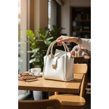 ROYAL LADYS Kadın Çanta – Kilit Detaylı El Çantası | Gold Aksesuarlı, Tam Boy Iç Cüzdanlı, Uzun Askılı